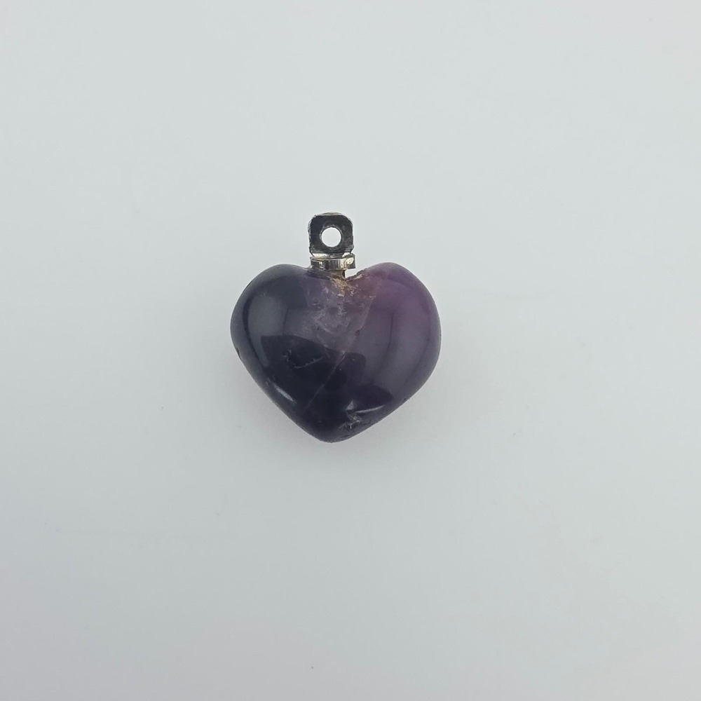 Vintage Genuine Amethyst Heart Pendent Bail Attachment .5" Gemstone Petite